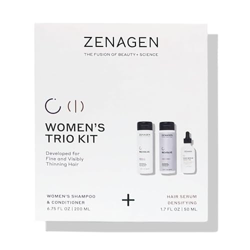 Zenagen Revolve Women's Trio Kit | Includes Shampoo, Conditioner & Densifying Serum for Fine, Thinning Hair, Supports Hair Strength & Growth